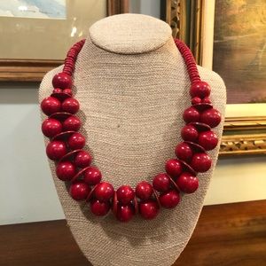 Red wooden bead necklace